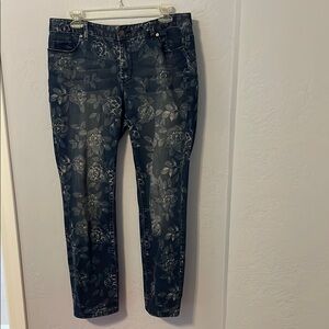 Coldwater Creek Blue Floral Jeans